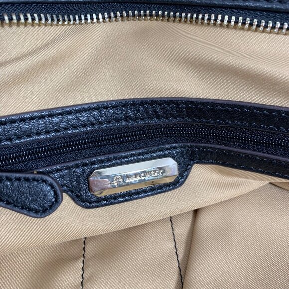 B Makowsky Leather Slouchy Hobo Shoulder Bag Braided Handles Black/Camel EUC - Picture 12 of 12